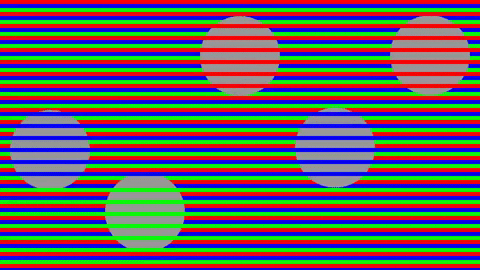 Шарики одного цвета на разноцветных линиях